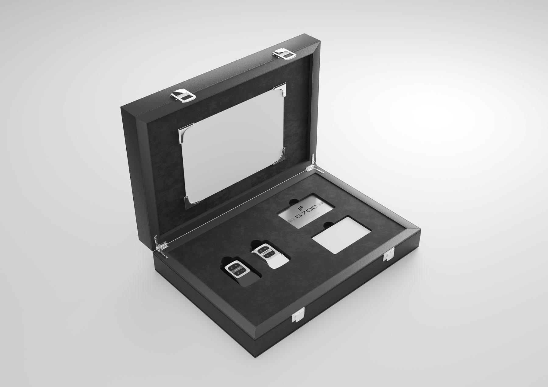 Open Jetour G700 VIP box with keys, card, and certificate placement