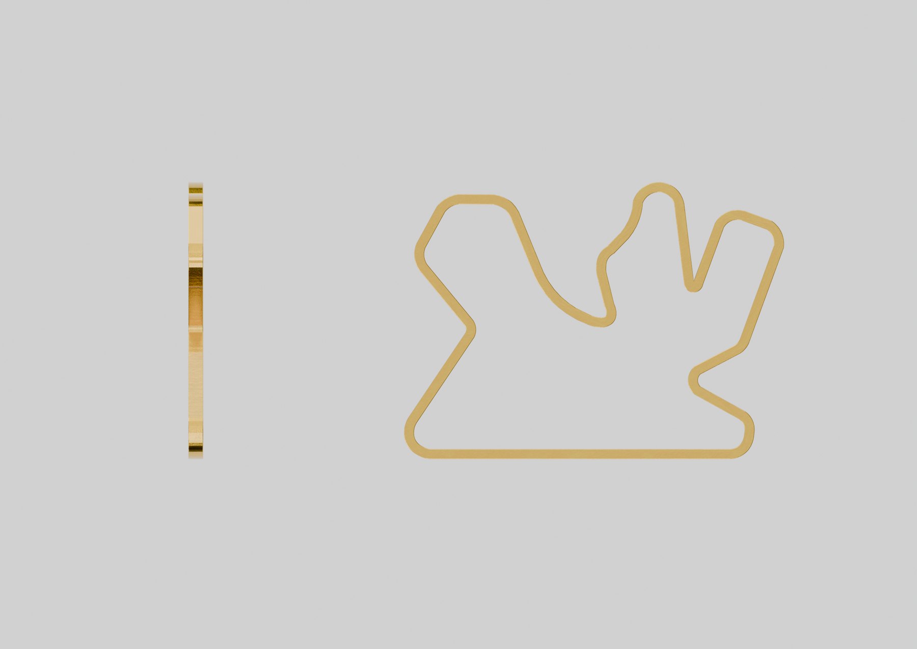 Gold Lusail Circuit track layout object shown from side and front views